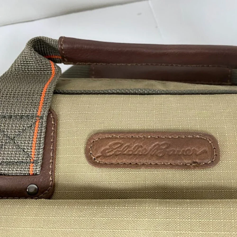Eddie Bauer Khaki Woven Canvas Briefcase Laptop Sleeve Bag New with Tag (NWT)